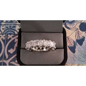 11.25 Carat Round Cut Sim Diamond Bridal Anniversary Eternity Band Ring Sz 8